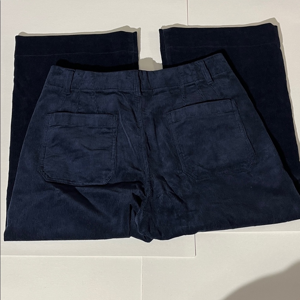 Quince Organic Cotton Stretch Corduroy Cropped Wide Leg Pants Deep Navy sz 12 - Picture 5 of 8